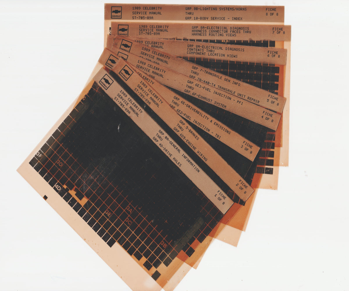 1989 Chevrolet Celebrity Workshop Repair Manual Microfiche Slides