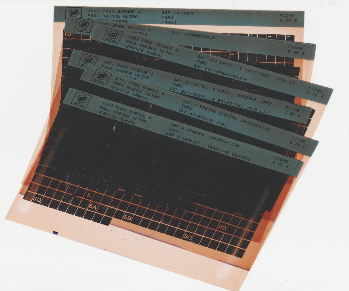 1992 Buick Park Avenue Workshop Repair Manual Microfiche Slides