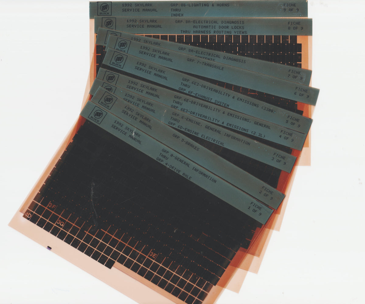1992 Buick Skylark Workshop Repair Manual Microfiche Slides