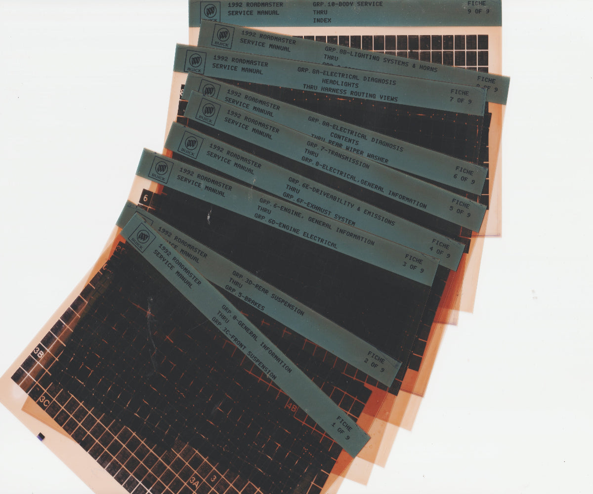 1992 Buick Roadmaster Workshop Repair Manual Microfiche Slides