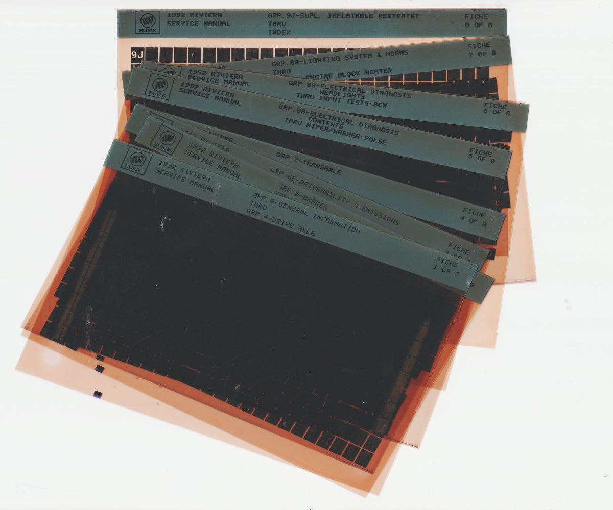 1992 Buick Riviera Workshop Repair Manual Microfiche Slides