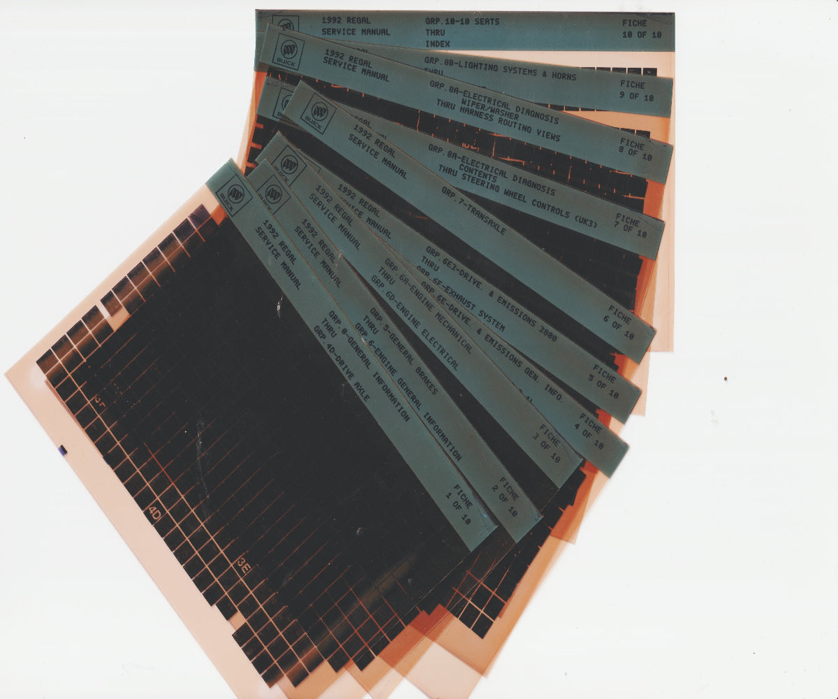 1992 Buick Regal Workshop Repair Manual Microfiche Slides