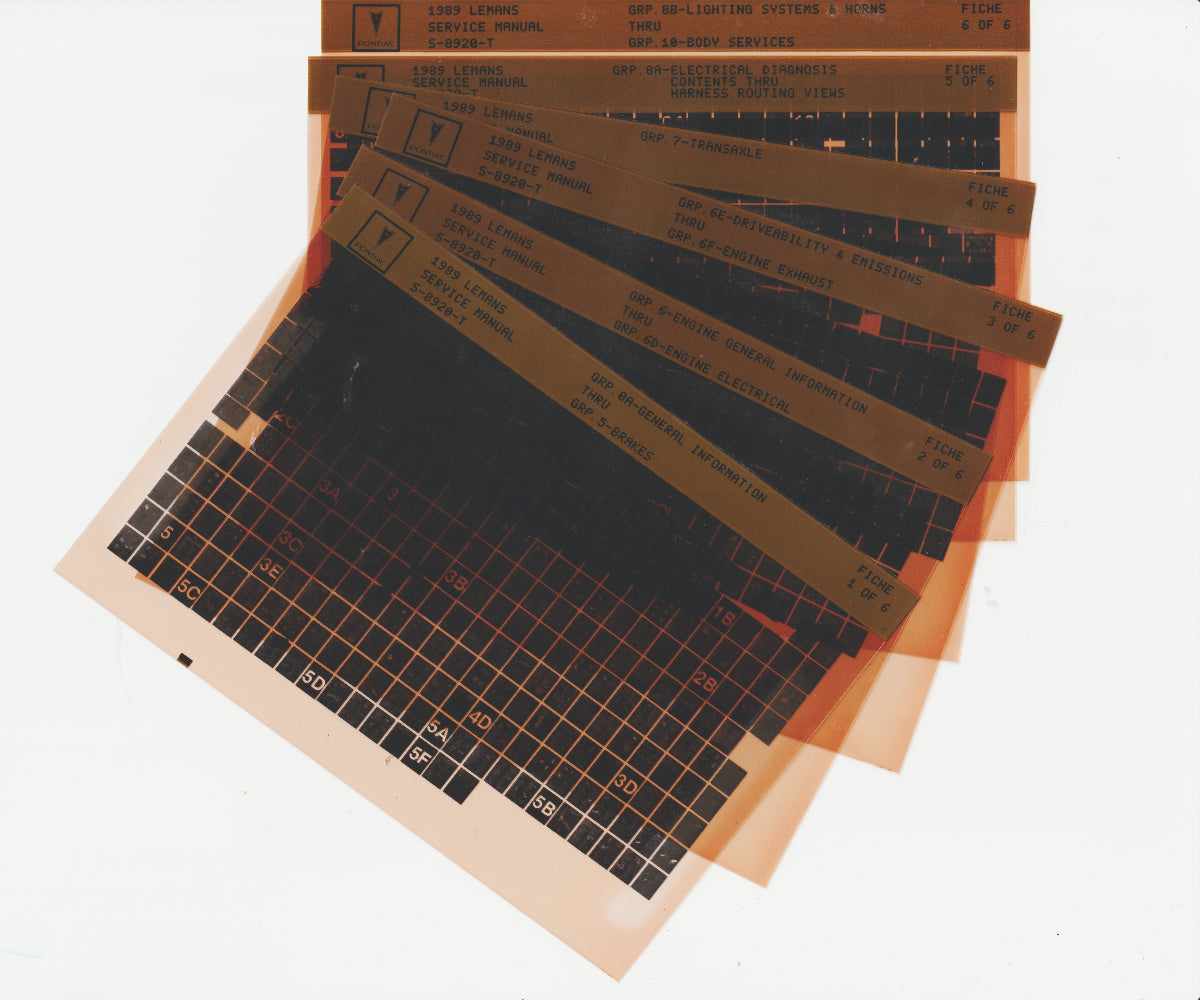 1989 Pontiac LEMANS Workshop Service Repair Manual Microfiche Slides