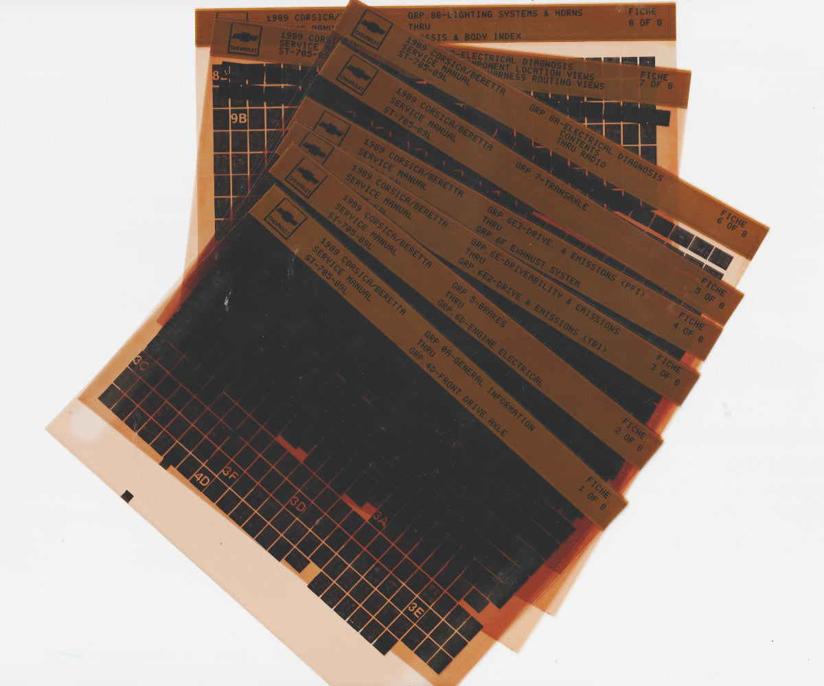 1989 Chevrolet Corsica / Beretta Workshop Service Repair Manual Microfiche Slides