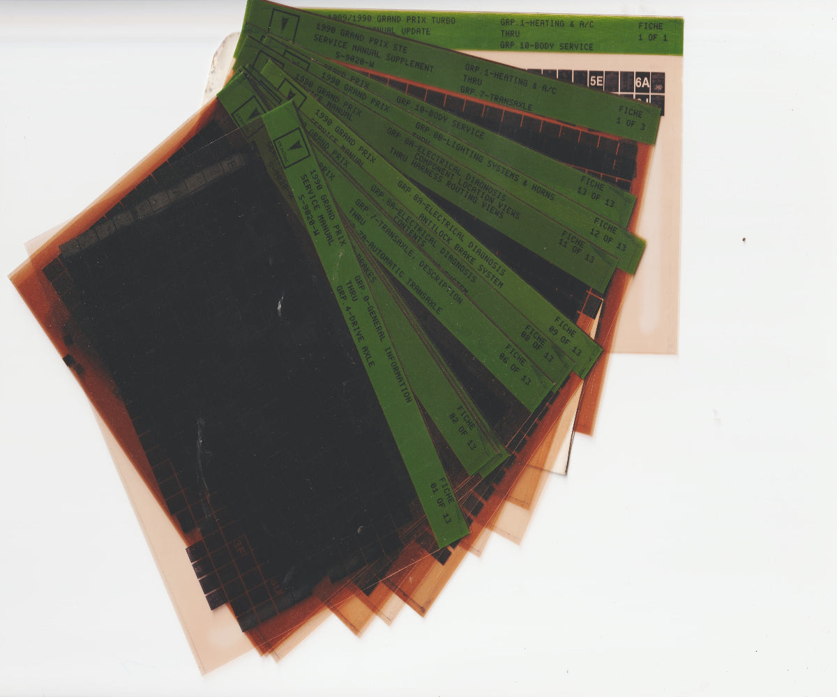 1990 Pontiac Grand Prix Workshop Service Repair Manual Microfiche Slides