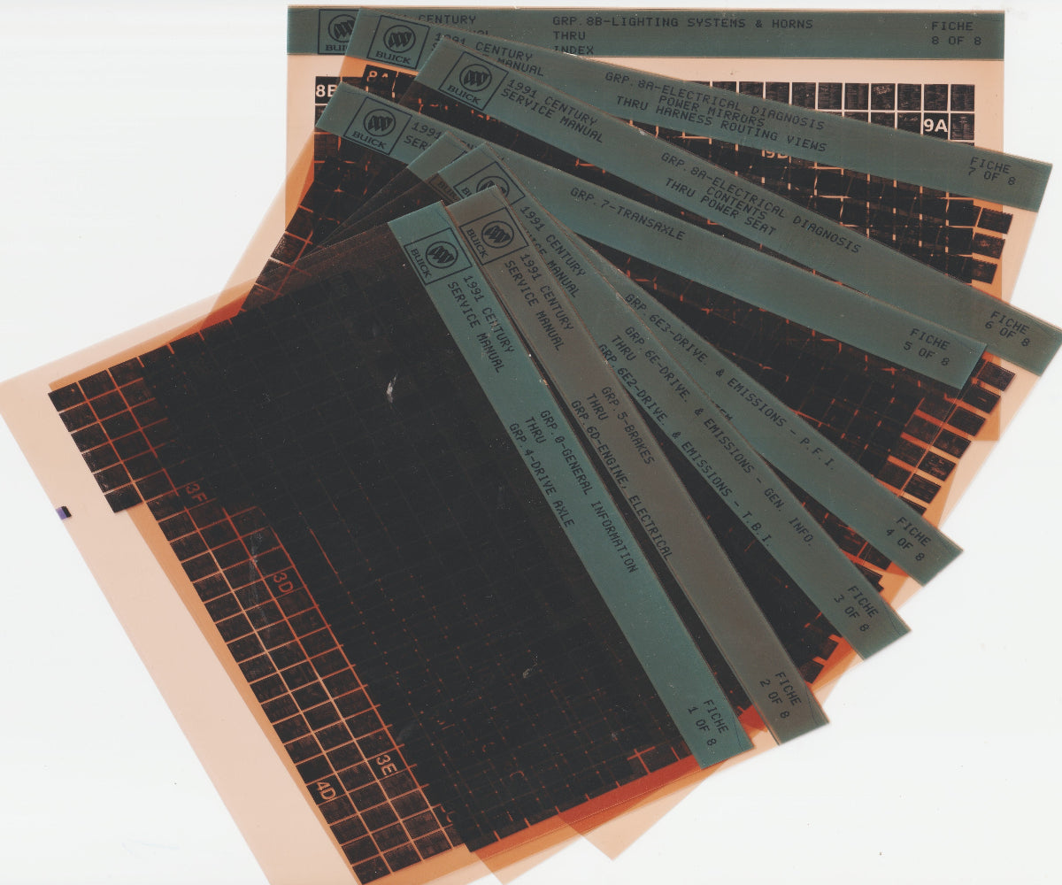 1991 Buick Century Workshop Repair Manual Microfiche Slides