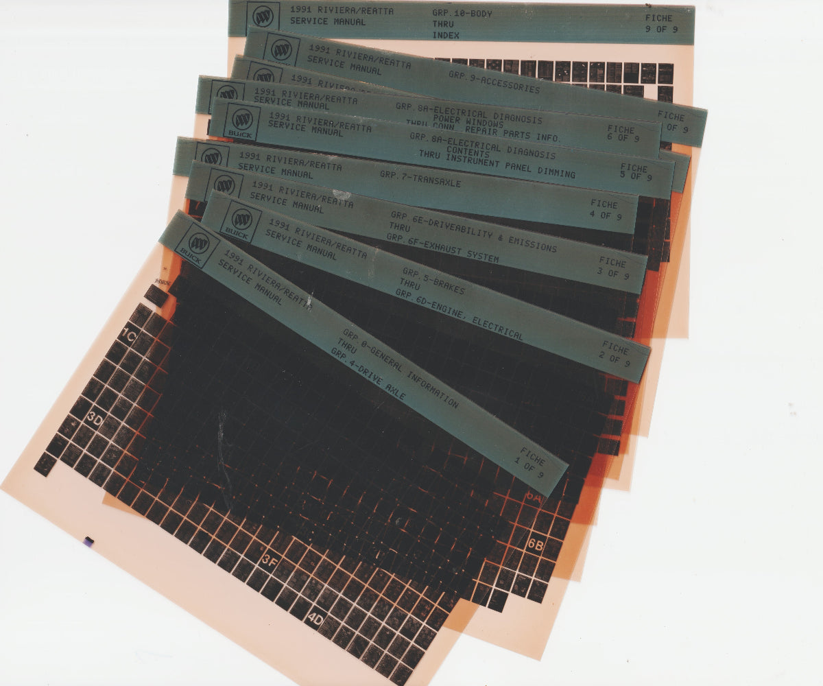 1991 Buick Riviera / Reatta Workshop Repair Manual Microfiche Slides