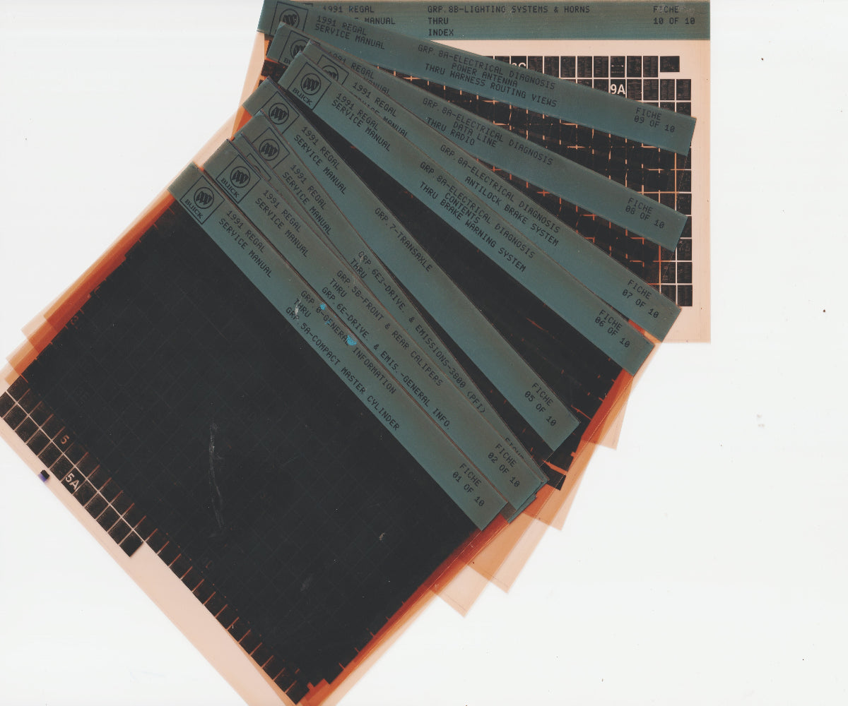 1991 Buick Regal Workshop Repair Manual Microfiche Slides
