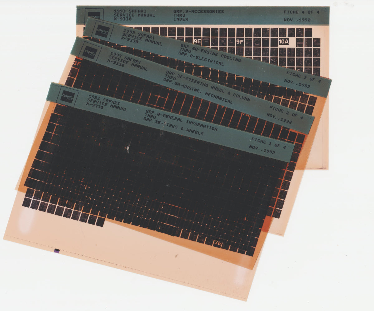 1993 GMC Safari Workshop Service Repair Manual Microfiche Slides