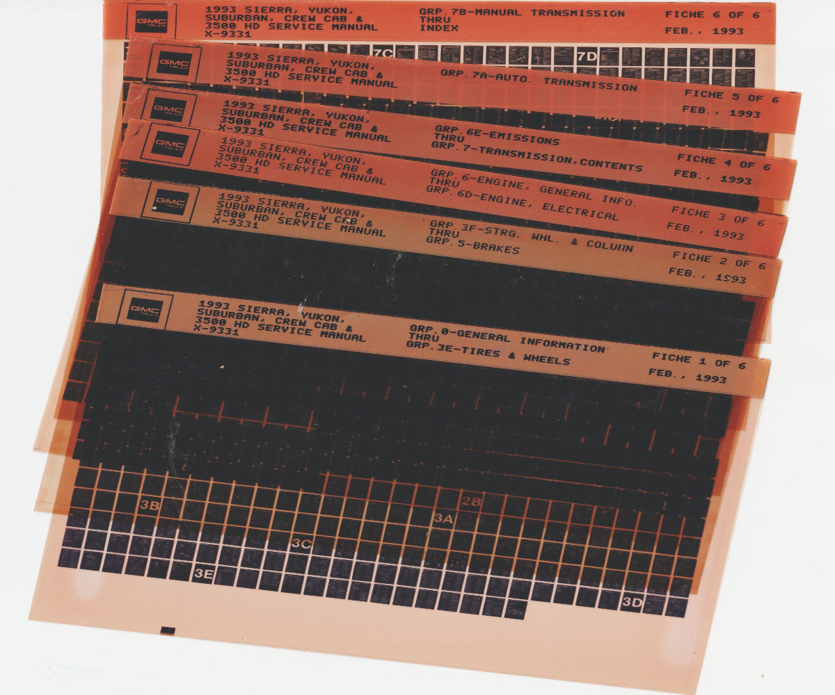 1993 GMC Sierra, Yukon, Suburban Workshop Service Repair Manual Microfiche