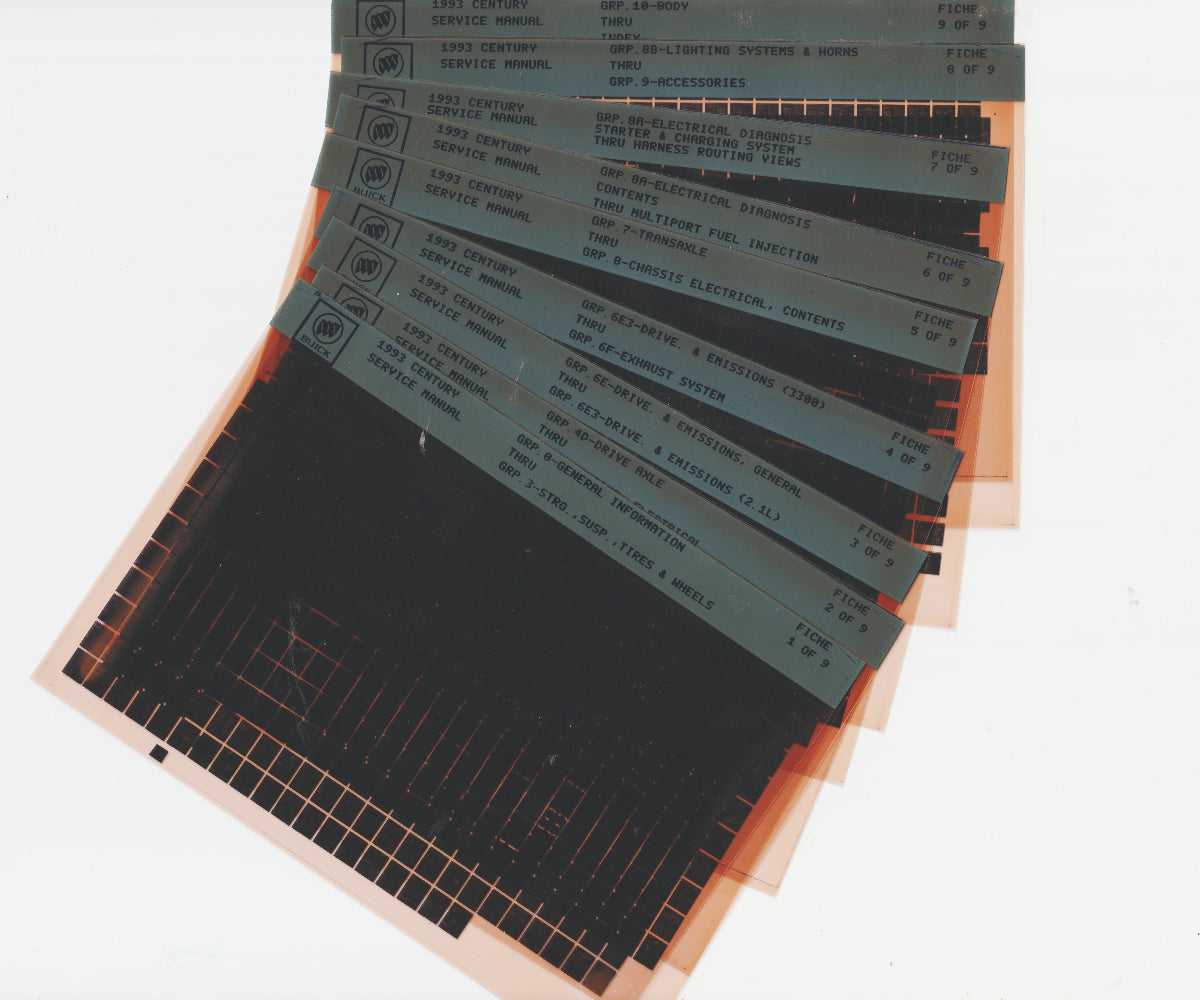 1993 Buick Century Workshop Repair Manual Microfiche Slides
