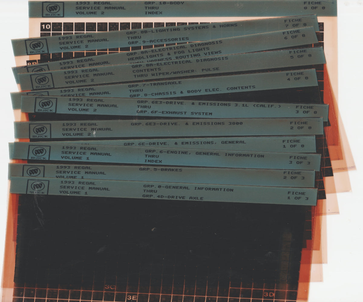 1993 Buick Regal Workshop Repair Manual Microfiche Slides
