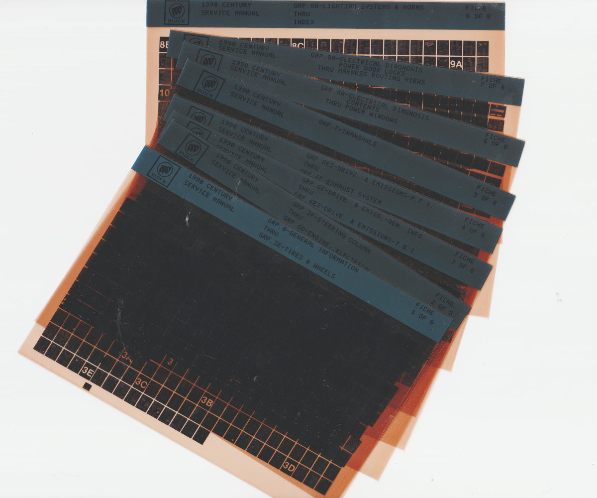 1990 Buick Century Workshop Repair Manual Microfiche Slides