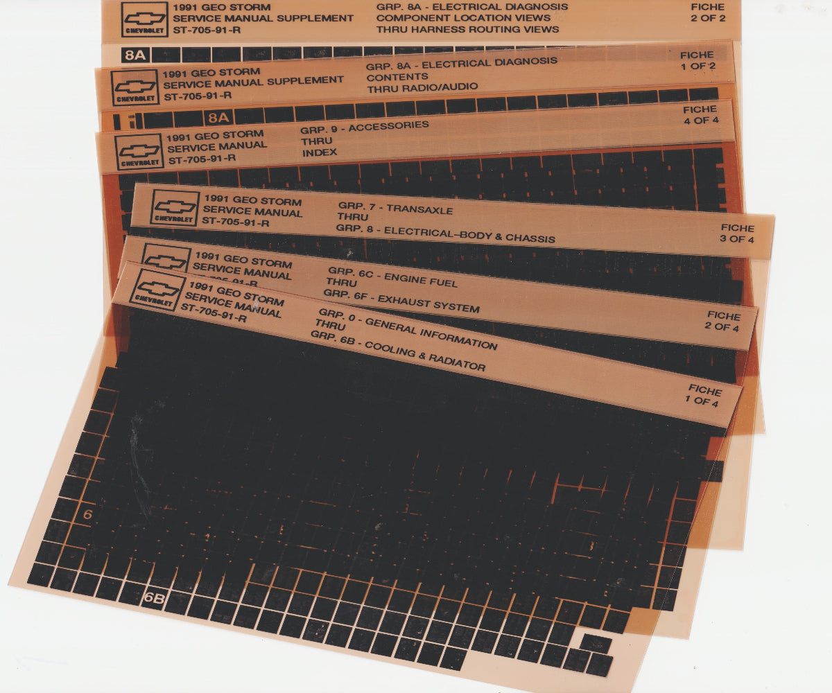 1991 Chevrolet Geo Storm Workshop Service Repair Manual Microfiche Slides
