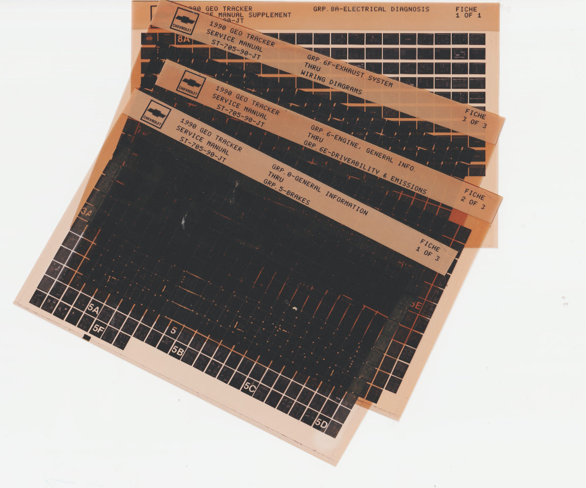 1990 Chevrolet Geo Tracker Workshop Service Repair Manual Microfiche Slides