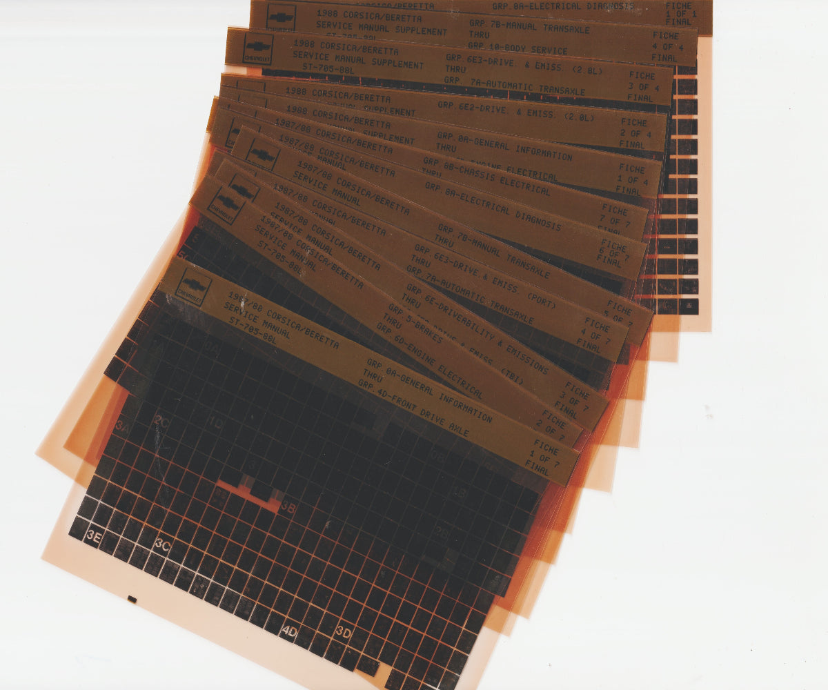 1987-1988 Chevrolet Corsica / Beretta Workshop Service Repair Manual Microfiche Slides