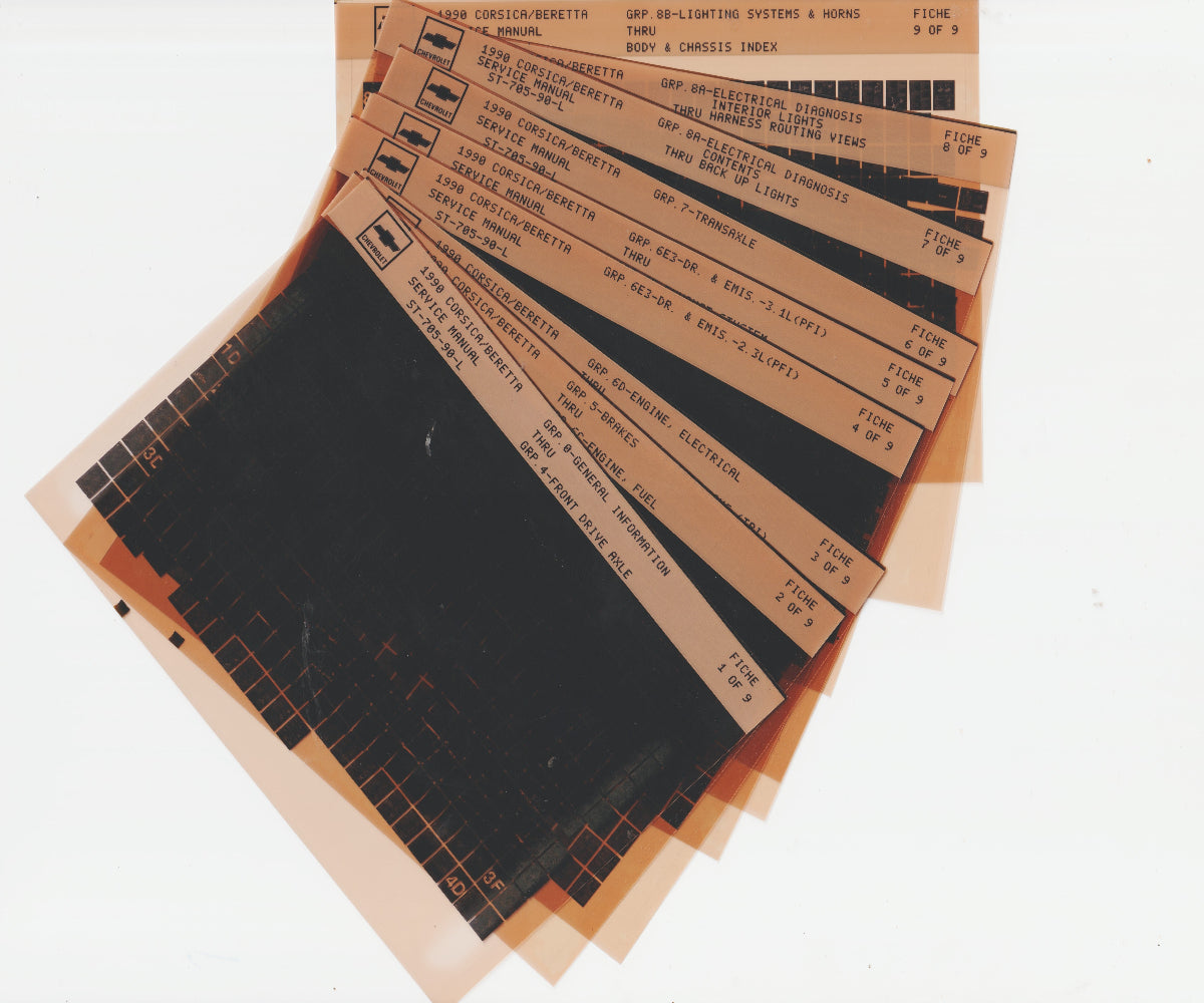 1990 Chevrolet Corsica / Beretta Workshop Service Repair Manual Microfiche Slides