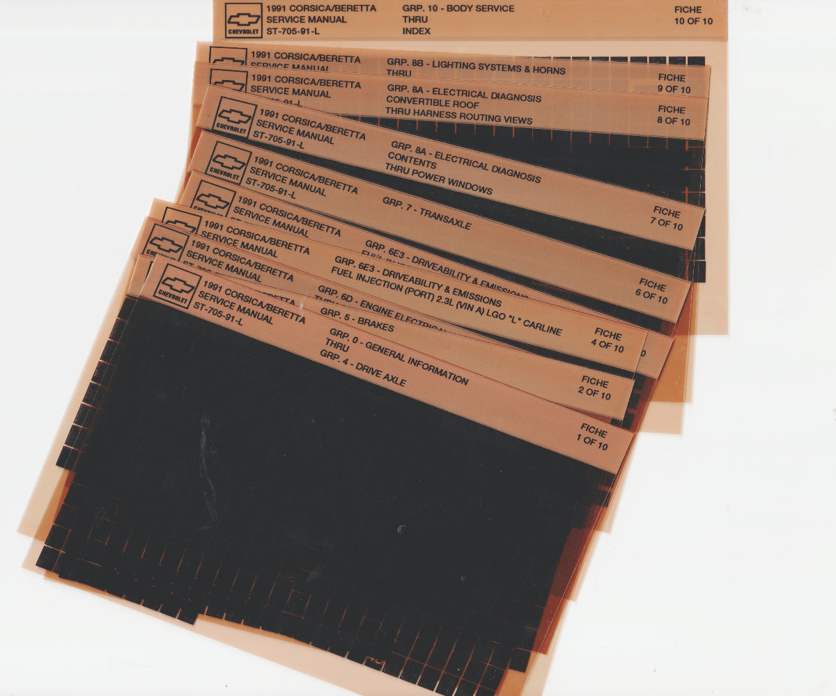 1991 Chevrolet Corsica / Beretta Workshop Service Repair Manual Microfiche Slides