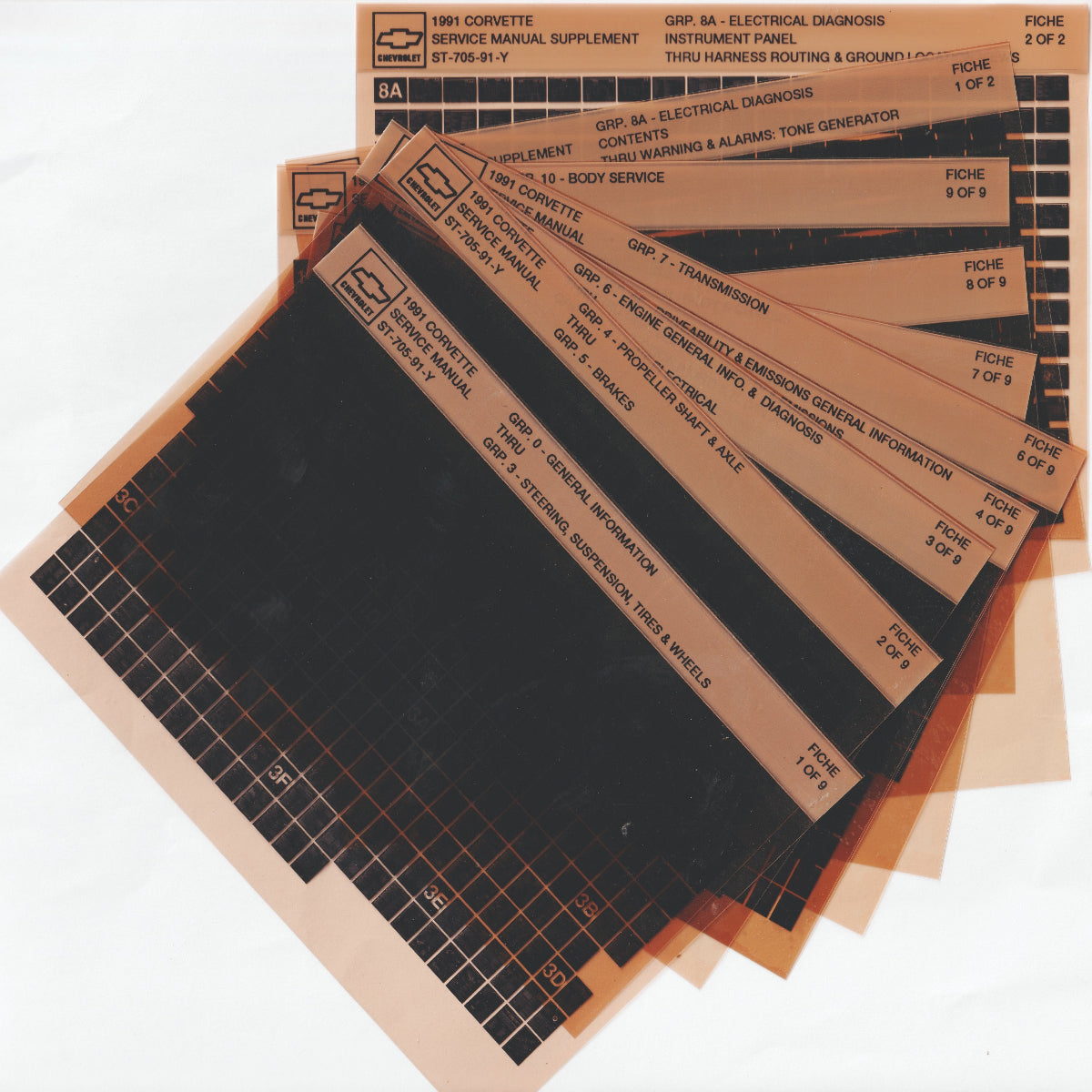 1991 Chevrolet Corvette "Y" Workshop Service Repair Manual Microfiche Slides