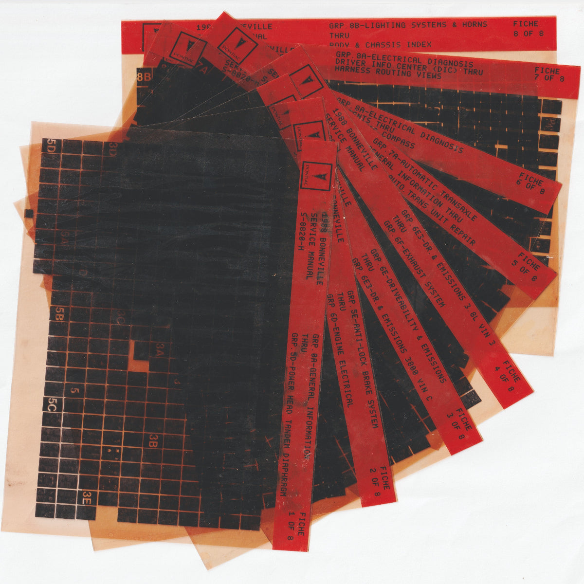 1989 Pontiac Bonneville Workshop Repair Manual Microfiche Slides