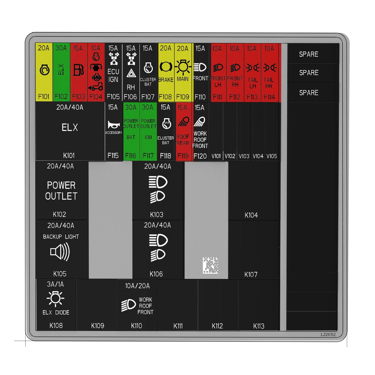 L226182: Fits John Deere L226182 Fuse Boxes Label – Genuine OEM