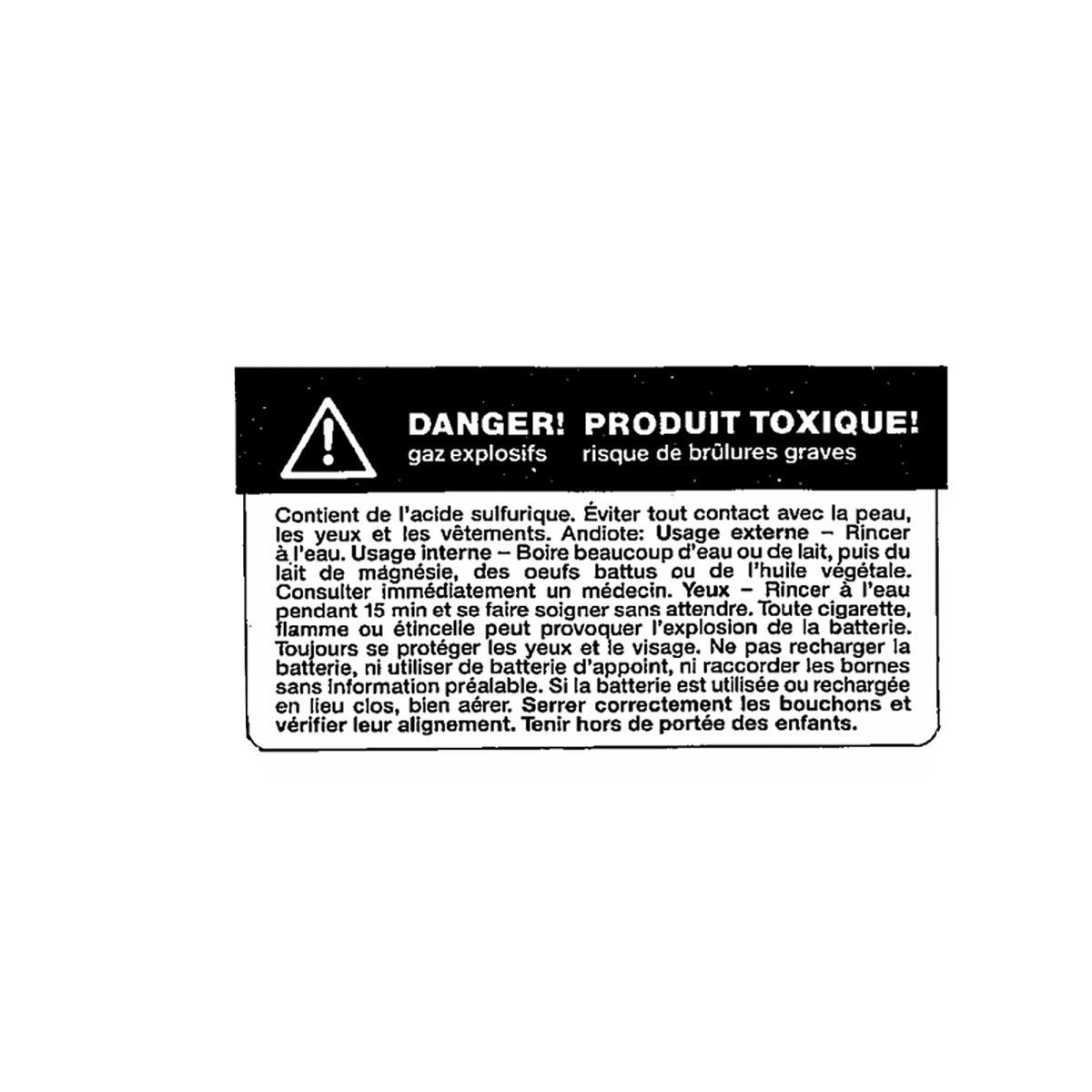 L65051: Fits John Deere L65051 Battery Label, French – Genuine OEM