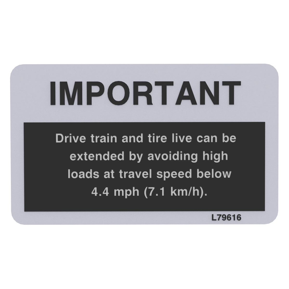 L79616: Fits John Deere L79616 Slow Speed Overload Label – Genuine OEM