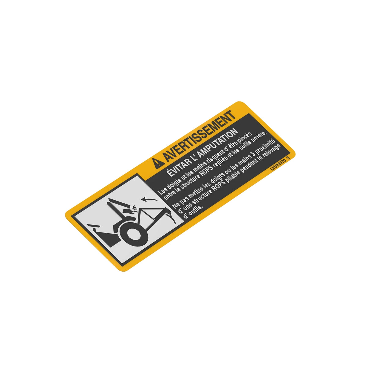 LVU23370: Fits John Deere LVU23370 Folding ROPS Warning Label – Genuine OEM