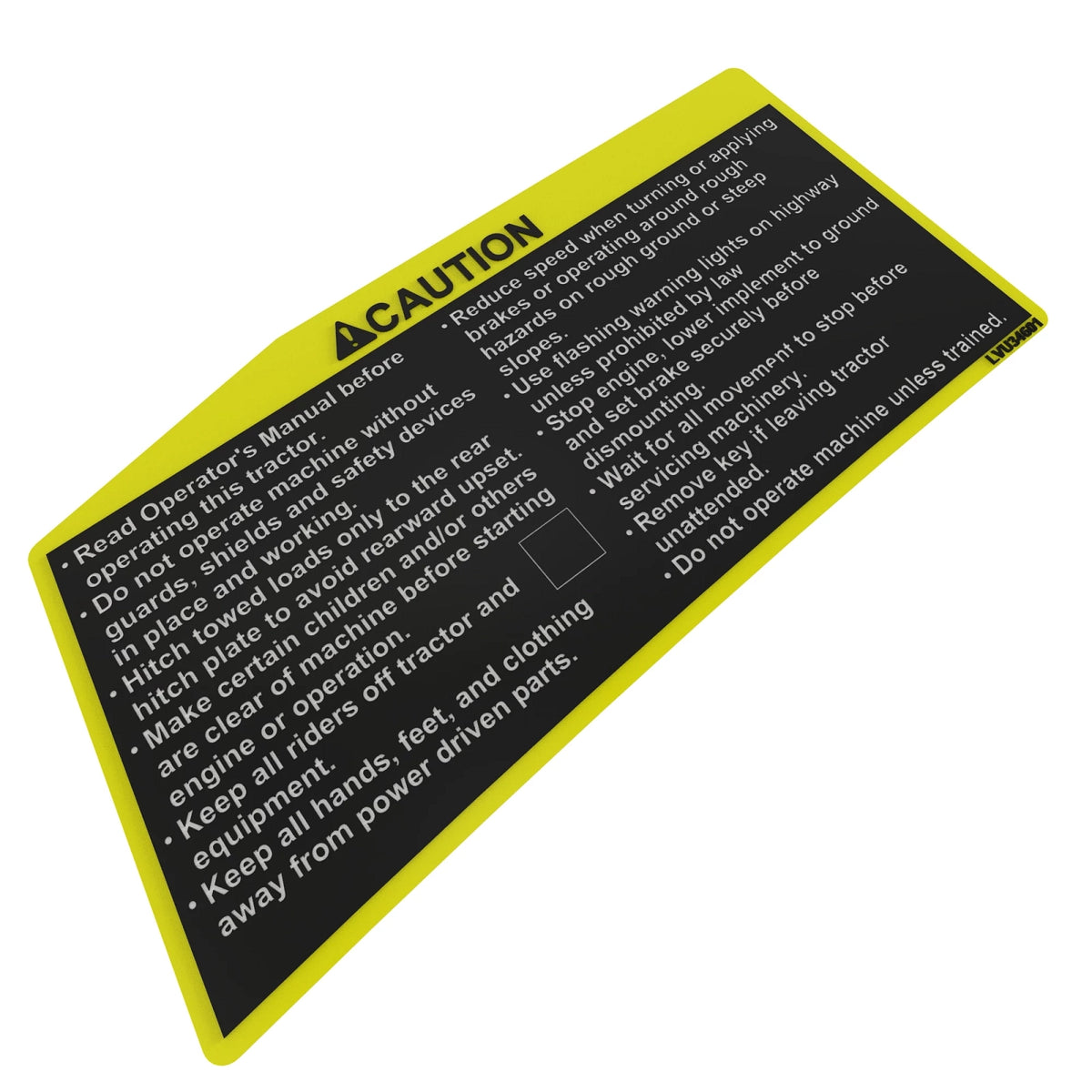 LVU34601: Fits John Deere LVU34601 Caution Label – Genuine OEM