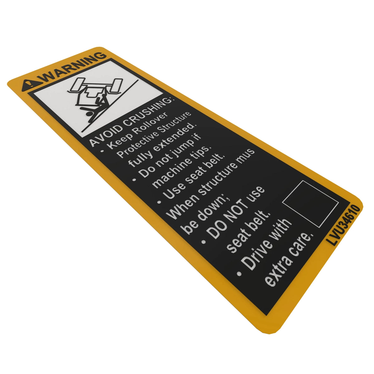 LVU34610: Fits John Deere LVU34610 Folding ROPS Label – Genuine OEM