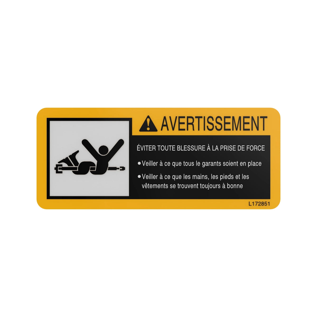 M118208: Fits John Deere M118208 PTO Text Free Warning Decal – Genuine OEM