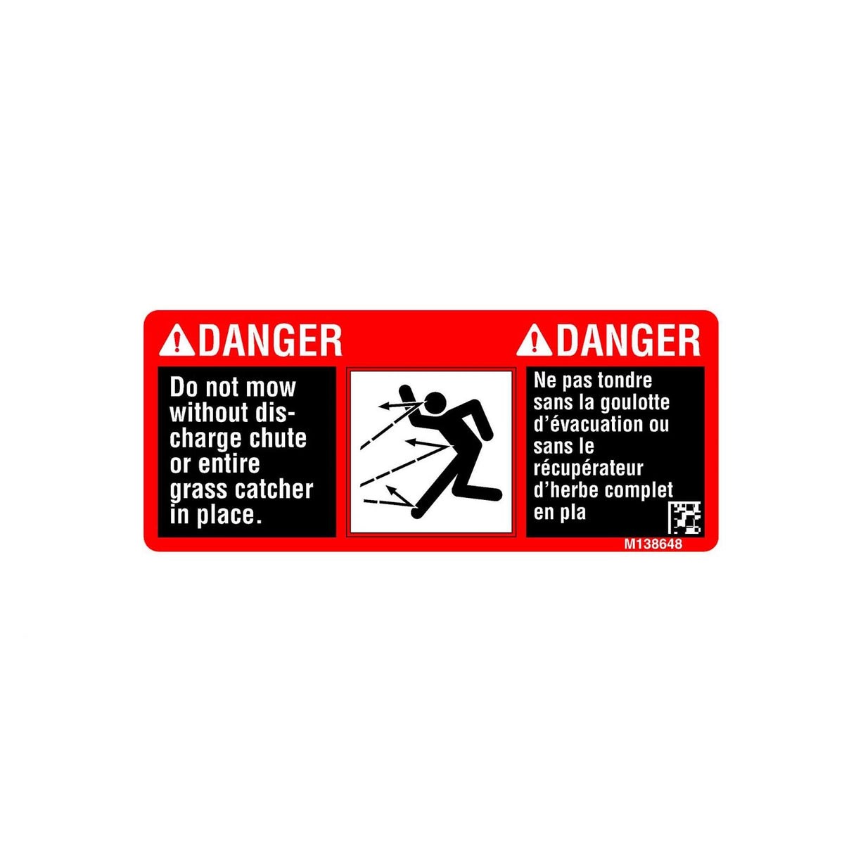 M138648: Fits John Deere M138648 Discharge Label, French, Canadian – Genuine OEM