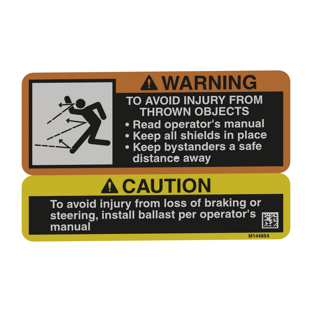 M144854: Fits John Deere M144854 Caution & Warning Label – Genuine OEM