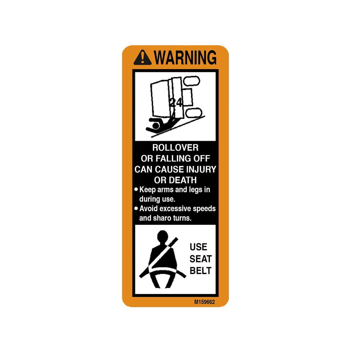 M159662: Fits John Deere M159662 Warning Safety Sign, English – Genuine OEM