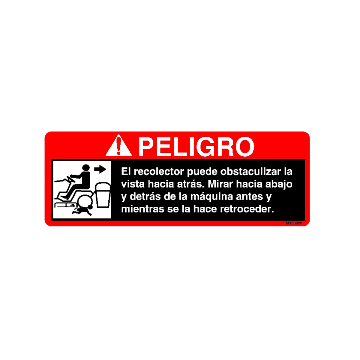 M168926: Fits John Deere M168926 Back Over Danger Label – Genuine OEM