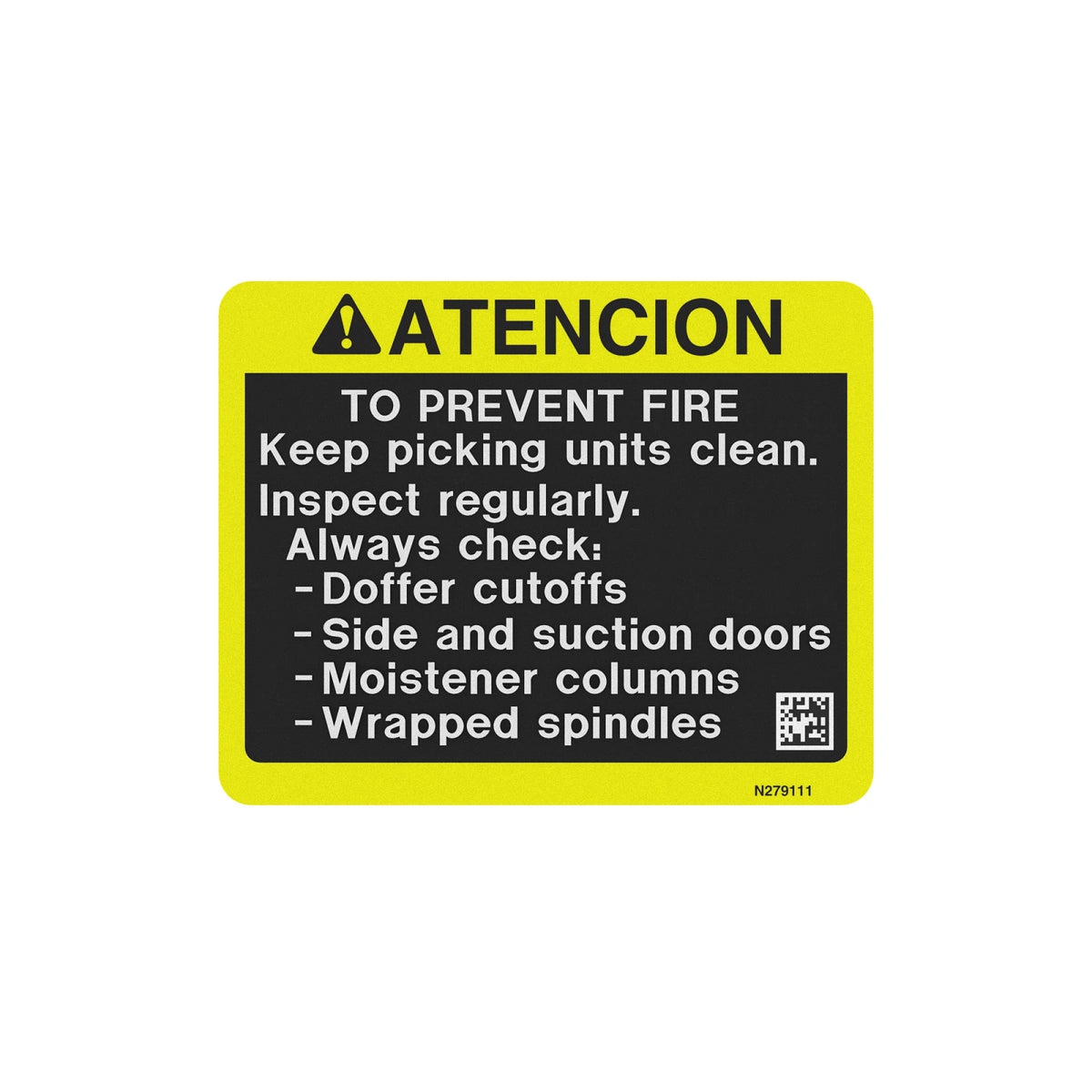 N279111: Fits John Deere N279111 Safety Sign, Fire Hazard Caution, Spanish – Genuine OEM