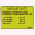 N302241: Fits John Deere N302241 Tire Pressure Label – Genuine OEM