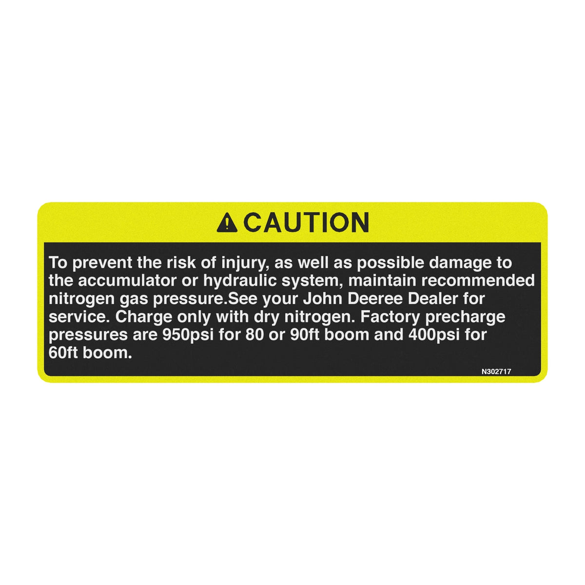 N302717: Fits John Deere N302717 Caution Safety Sign – Genuine OEM
