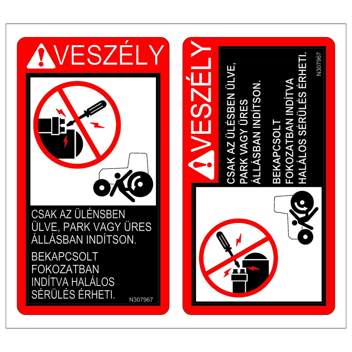 N307967: Fits John Deere N307967 Safety Bypass Start Label, Hungarian – Genuine OEM