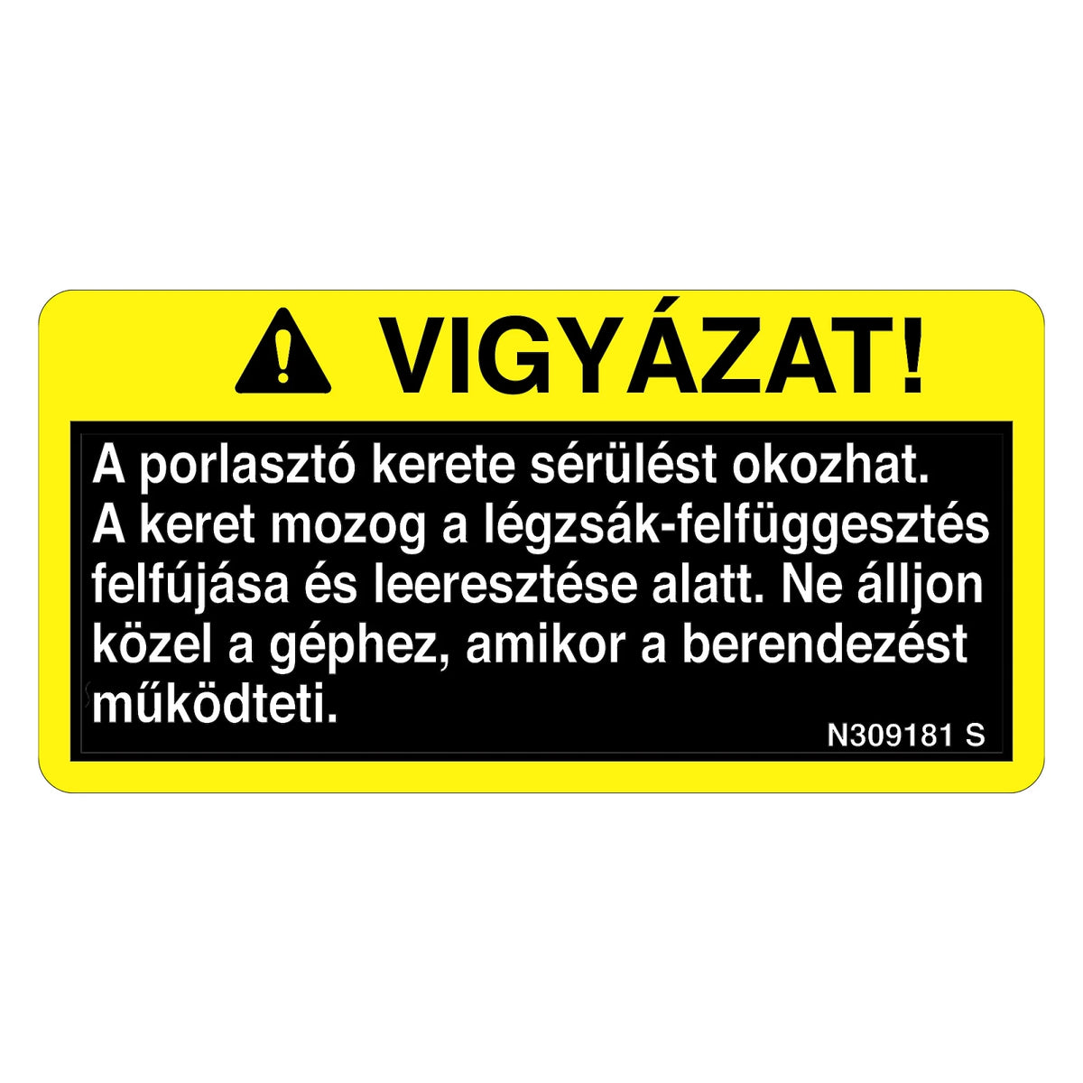 N309181: Fits John Deere N309181 Auto Air Spring Label, Hungarian – Genuine OEM