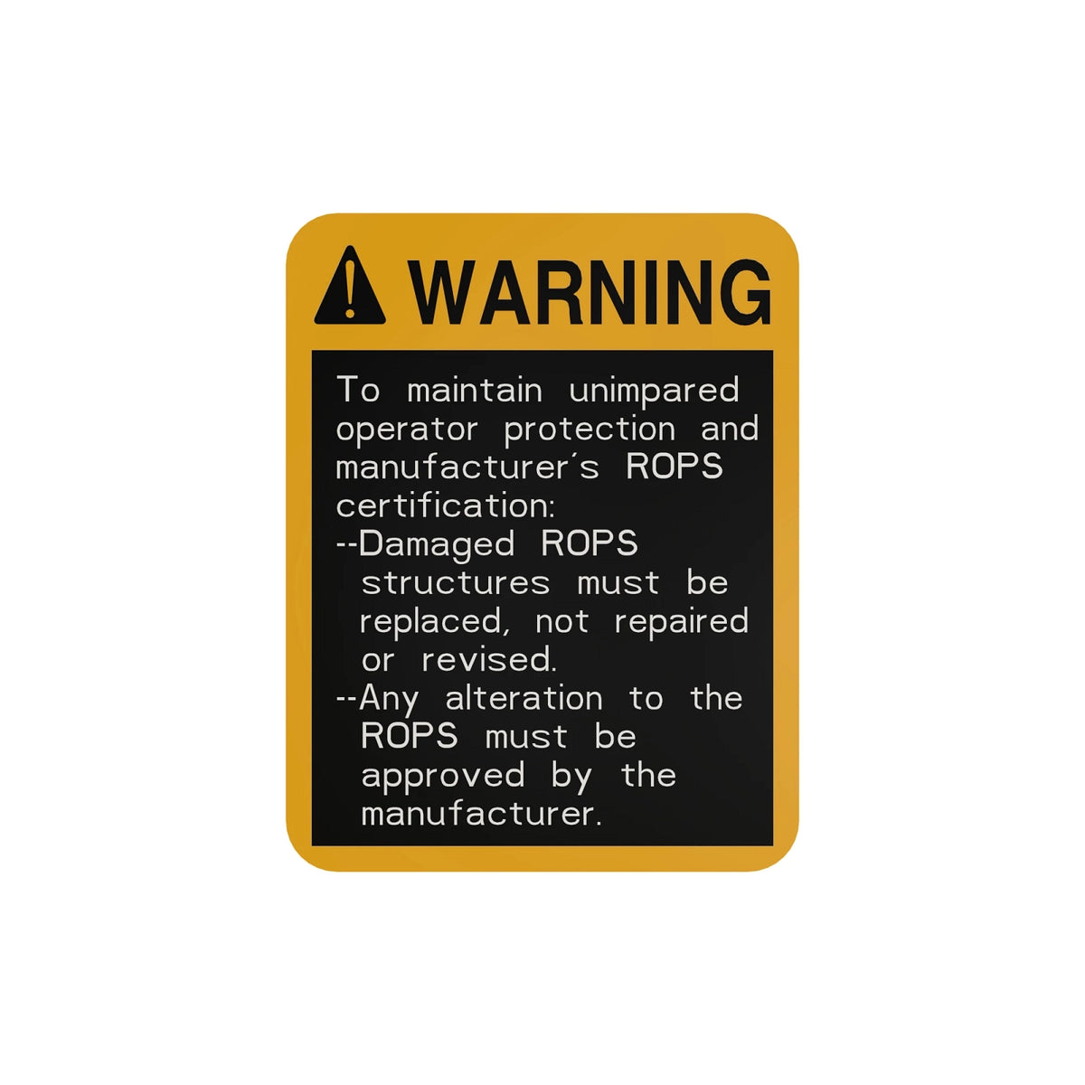 R120124: Fits John Deere R120124 ROPS Warning Label, English – Genuine OEM