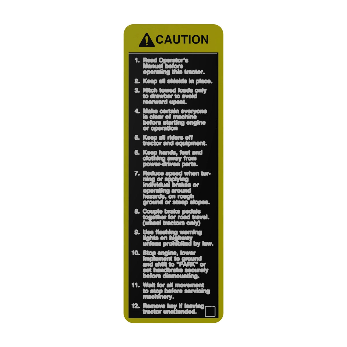 R186020: Fits John Deere R186020 Caution Label – Genuine OEM
