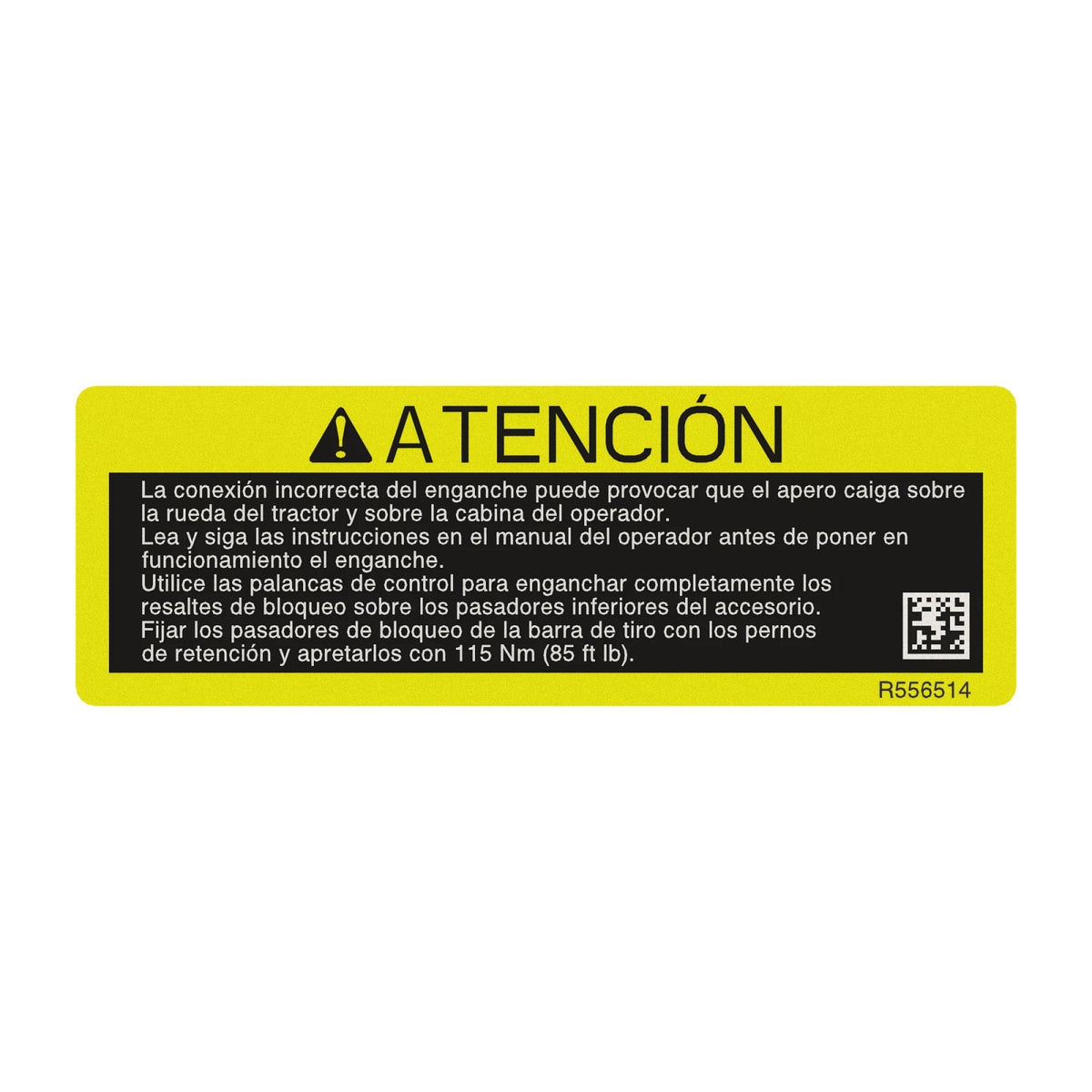 R556514: Fits John Deere R556514 Spanish Quick Coupler Label – Genuine OEM
