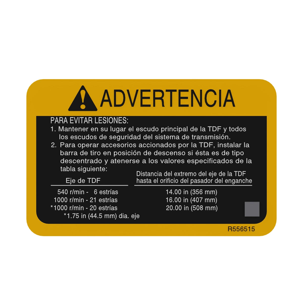 R556515: Fits John Deere R556515 Label – Genuine OEM