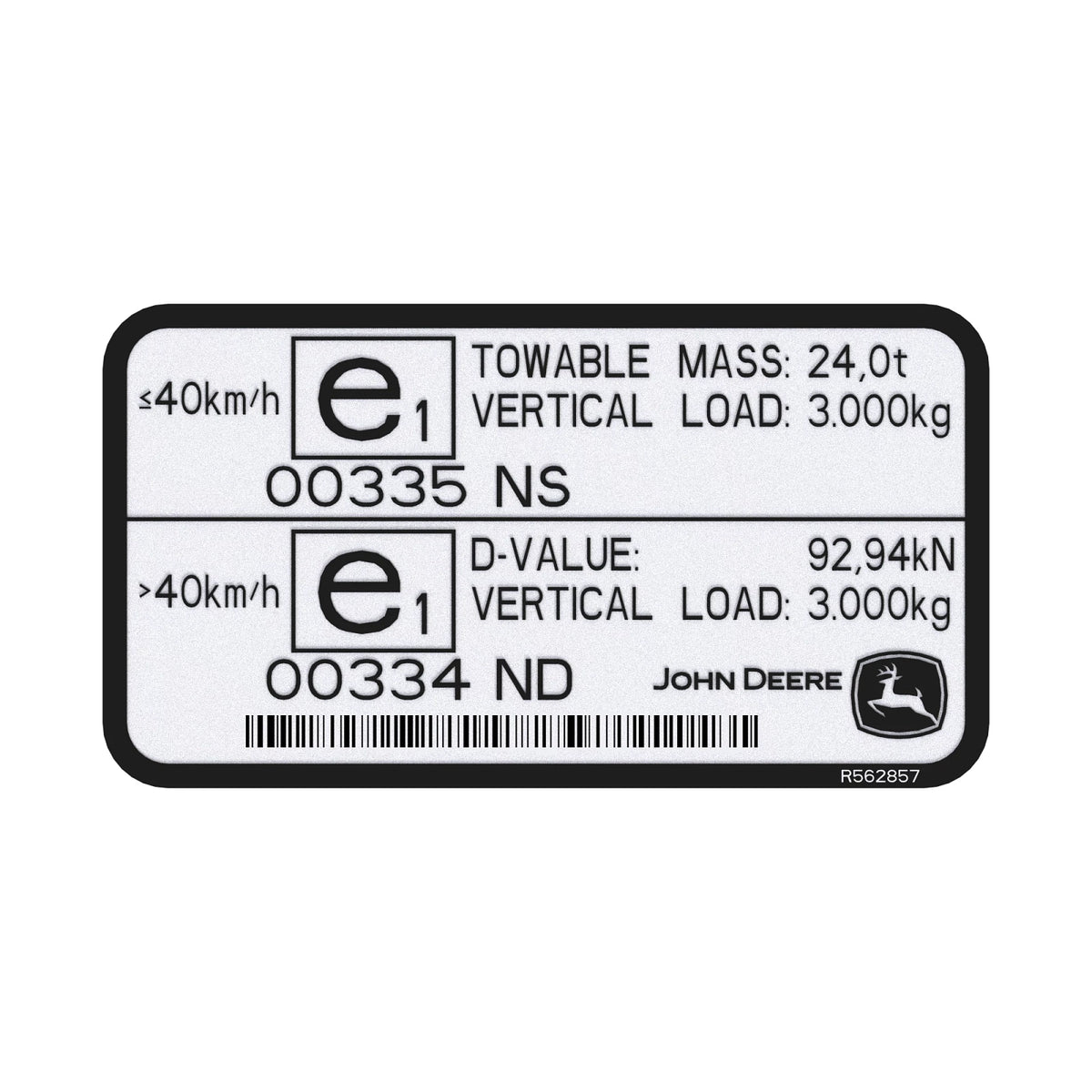 R562857: Fits John Deere R562857 Drawbar Label – Genuine OEM