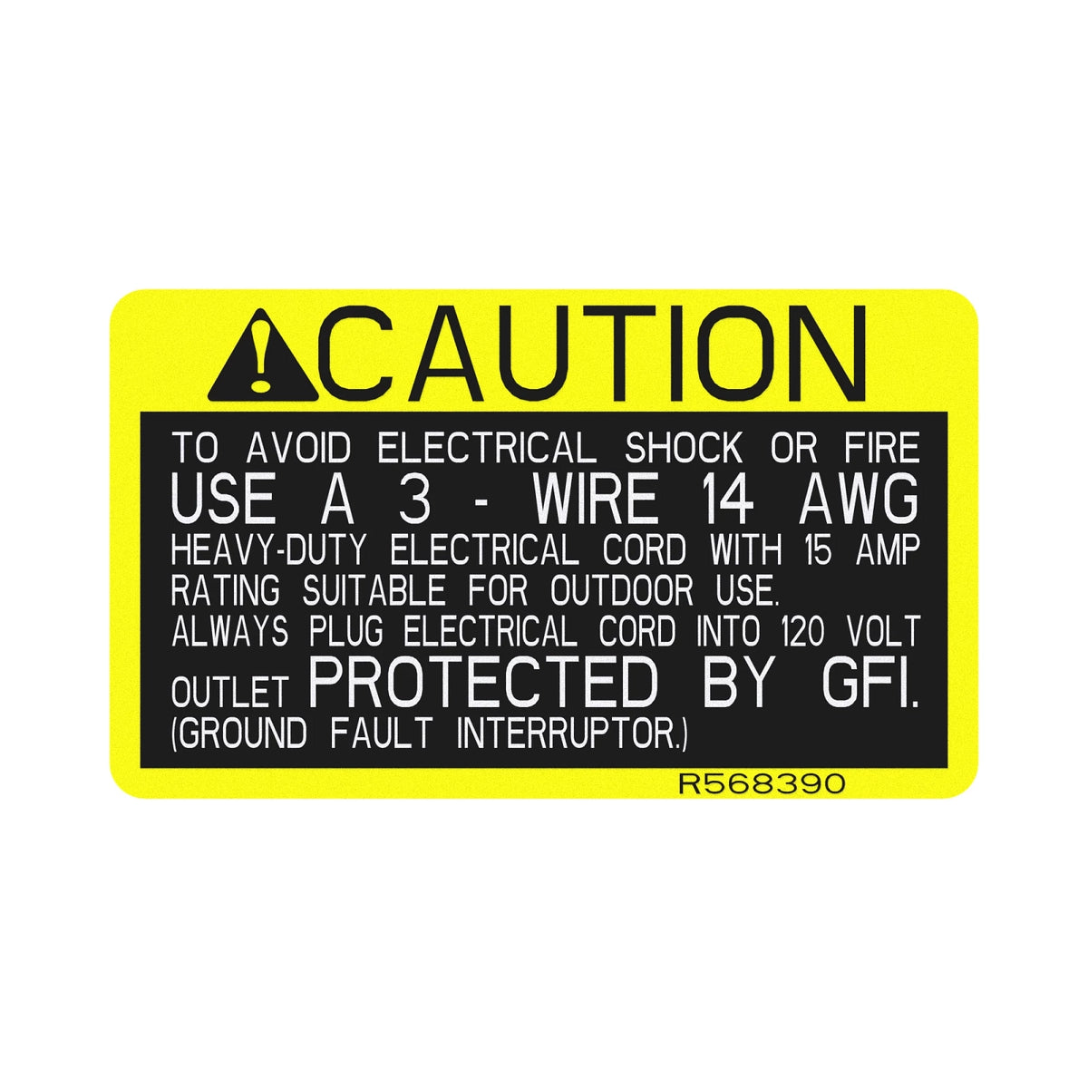 R568390: Fits John Deere R568390 Caution for Ground Fault Label – Genuine OEM