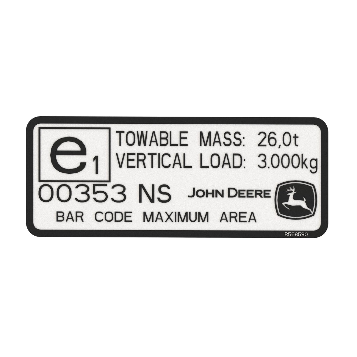 R568590: Fits John Deere R568590 Drawbar Label – Genuine OEM