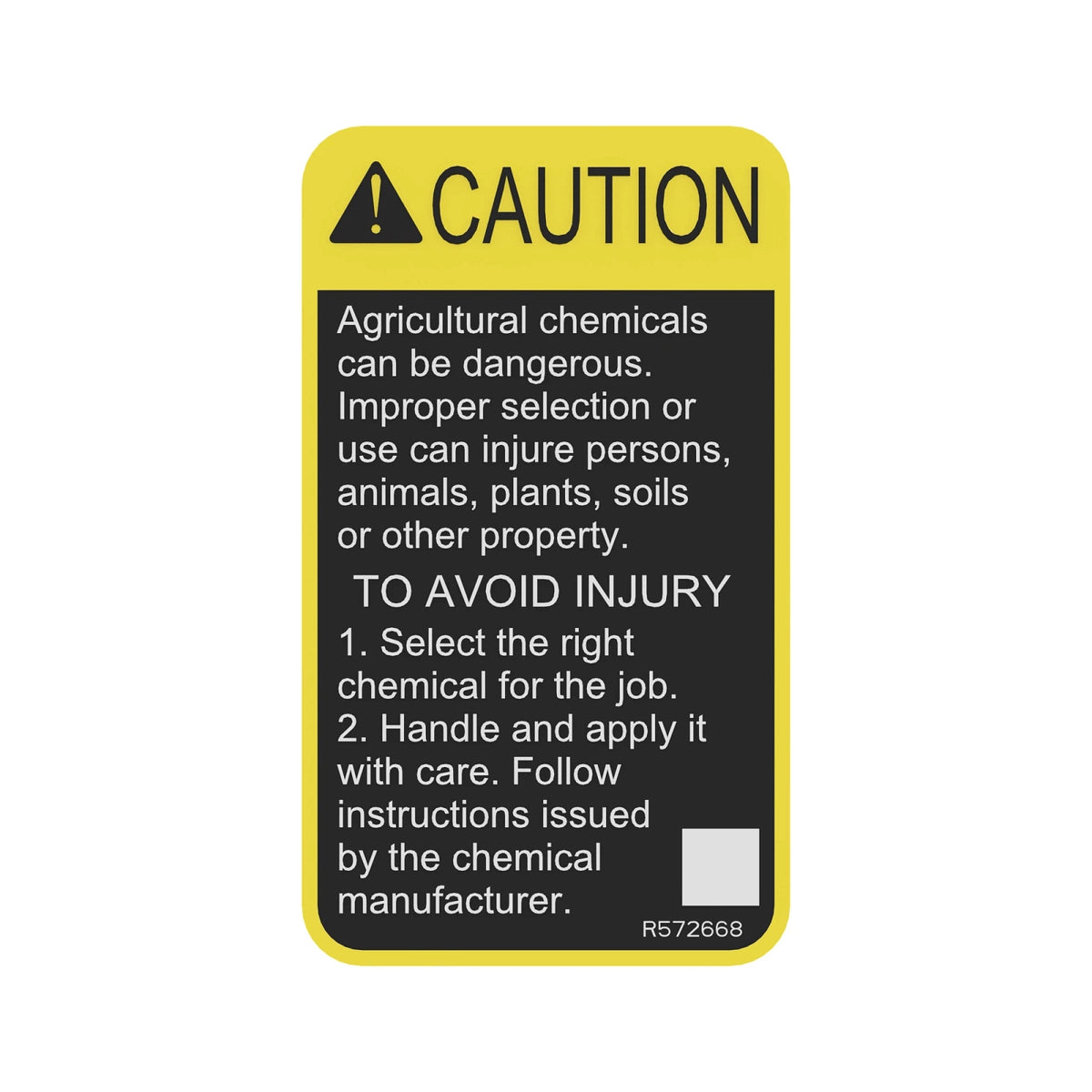 R572668: Fits John Deere R572668 Caution Decal Label – Genuine OEM