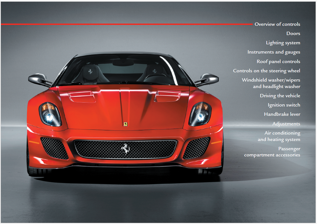 Fits Ferrari 599 GTO Spec Owners Manual Handbook