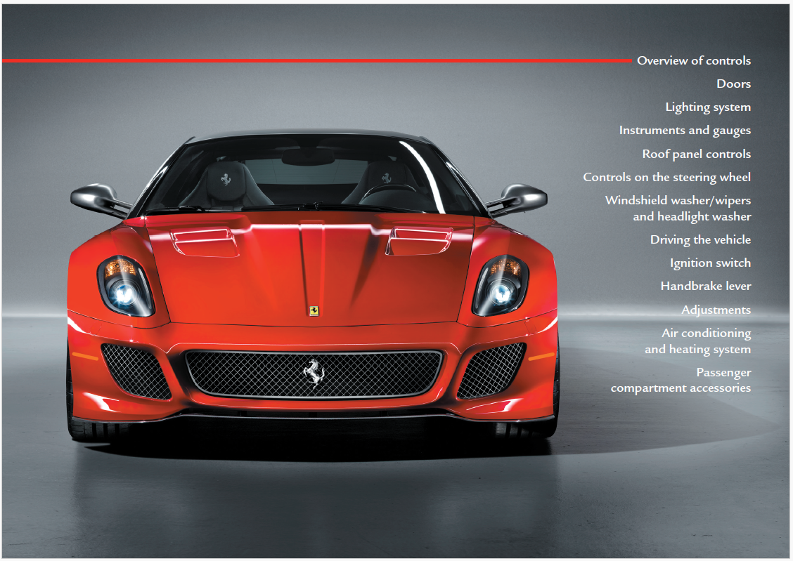Fits Ferrari 599 GTO Spec Owners Manual Handbook